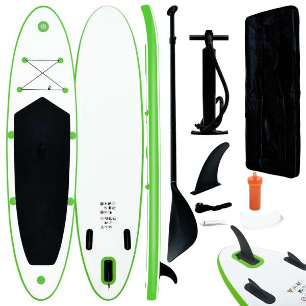 VIDAXL Ensemble De Planches SUP Gonflables Vert Et Blanc 1