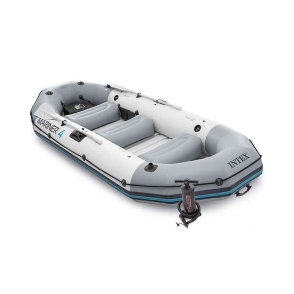 INTEX Kit Bateau Gonflable 4 Places Mariner 4 Avec Rames Et Gonfleur – Intex 1