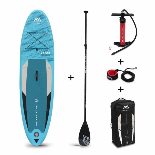 Alice’s Garden Pack Stand Up Paddle Gonflable Vapor 10’4 Avec Pompe Haute Pression Double Action. Pagaie. Leash Et Sac De Rangement Inclus 1