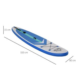 HOMCOM Stand Up Paddle Gonflable Surf Planche De Paddle Pour Adulte Dim. 320L X 80l X 15H Cm Nombreux Accessoires Fournis PVC 9