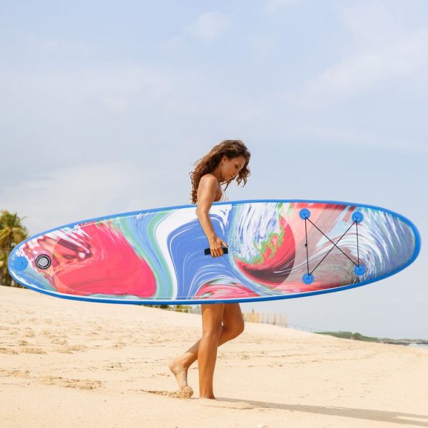 OUTSUNNY Stand Up Paddle Gonflable Surf Planche De Paddle Pour Adulte Dim. 320L X 76l X 15H Cm Nombreux Accessoires Fournis PVC Bleu Rouge 3