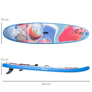 OUTSUNNY Stand Up Paddle Gonflable Surf Planche De Paddle Pour Adulte Dim. 320L X 76l X 15H Cm Nombreux Accessoires Fournis PVC Bleu Rouge 9