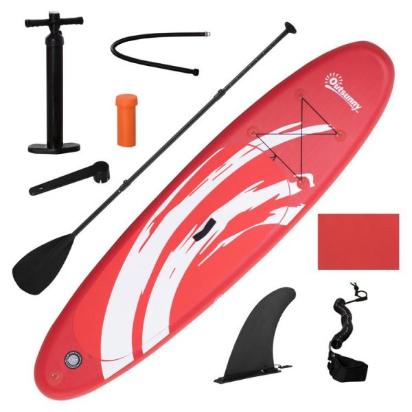 OUTSUNNY Stand Up Paddle Gonflable Surf Planche De Paddle Pour Adulte Dim. 300L X 76l X 15H Cm Nombreux Accessoires Fournis PVC Blanc Rouge 1