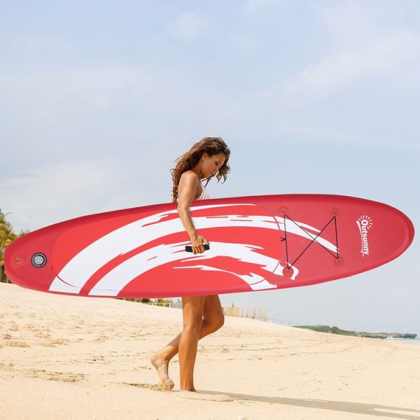 OUTSUNNY Stand Up Paddle Gonflable Surf Planche De Paddle Pour Adulte Dim. 300L X 76l X 15H Cm Nombreux Accessoires Fournis PVC Blanc Rouge 3