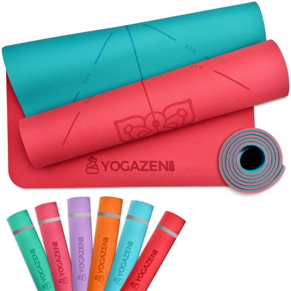 YOGAZEN YOGAZEN Tapis De Yoga Réversible En TPE Bio +30% Epais Et Large Antidérapant Lignes Corporelles Laser Double Faces 1