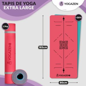 YOGAZEN YOGAZEN Tapis De Yoga Réversible En TPE Bio +30% Epais Et Large Antidérapant Lignes Corporelles Laser Double Faces 7