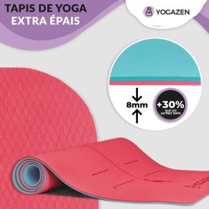 YOGAZEN YOGAZEN Tapis De Yoga Réversible En TPE Bio +30% Epais Et Large Antidérapant Lignes Corporelles Laser Double Faces 9